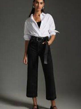 The Skipper High-Rise Crop Wide-Leg Jeans by Pilcro